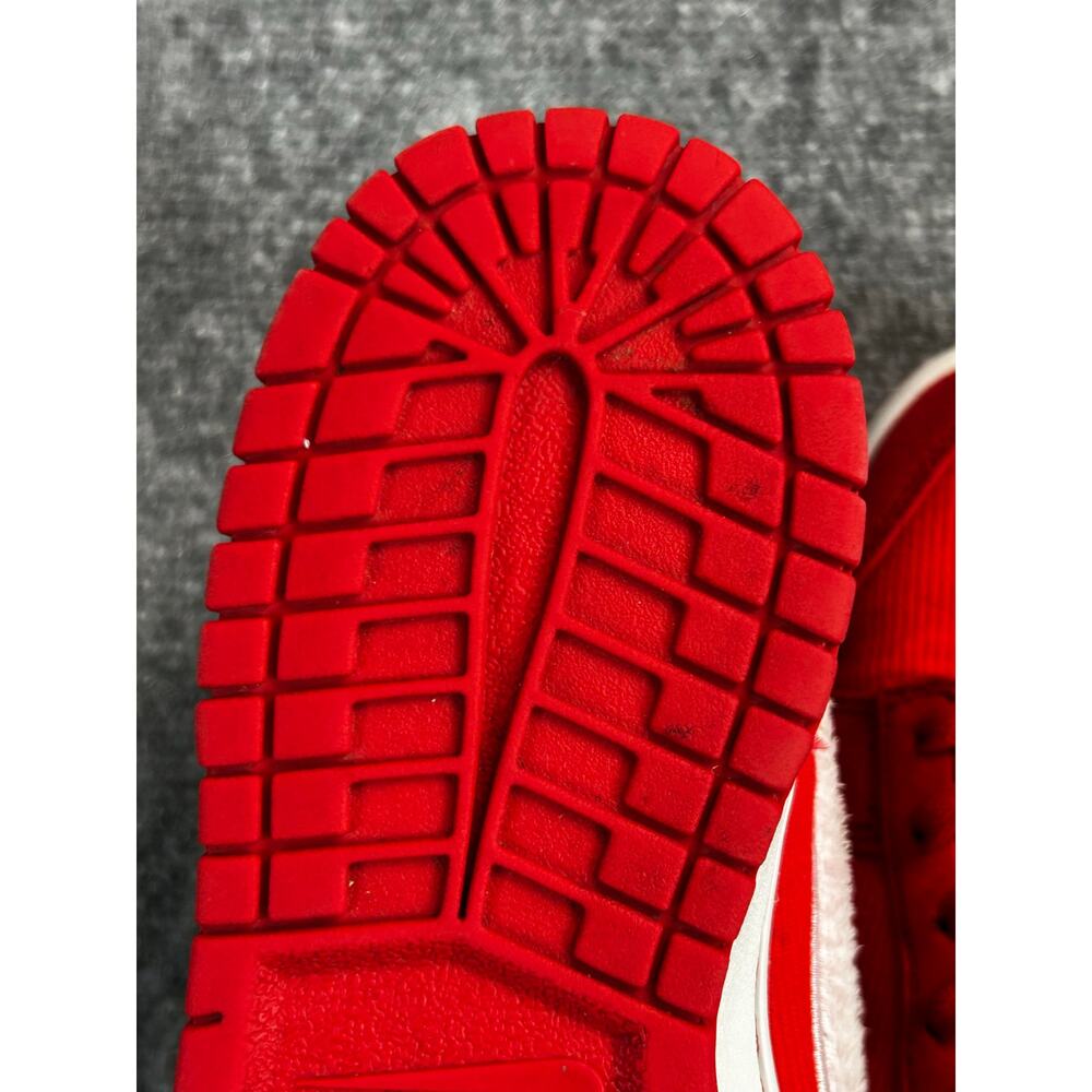 Nike Dunk Low GS Valentine's Day 2024 Fire Red Fuzzy Swoosh Youth 6Y 7W - Picture 9 of 12